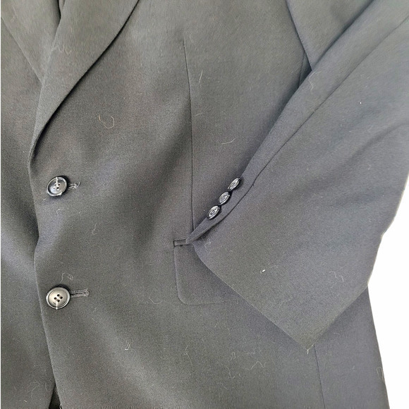Men's Stafford Center Vent 2 Button Black Wool Vintage‎ Blazer Jacket - Picture 6 of 13